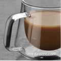 cawan cawan kopi kaca berganda dengan pemegang